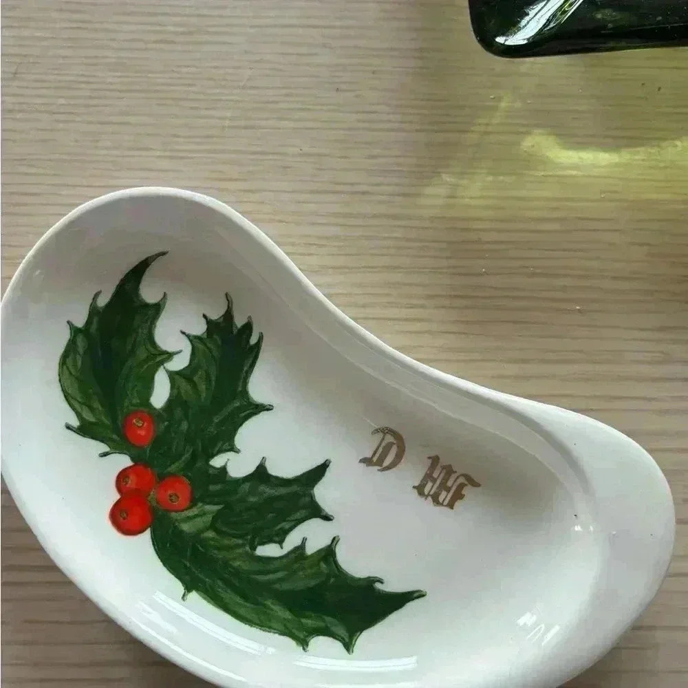 Vintage Metlox Poppytrail atomic trinket dish with holly - Picture 3 of 9